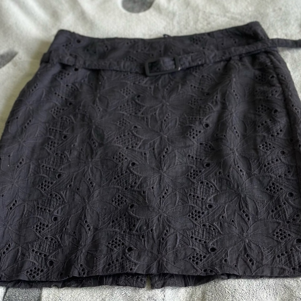 Black eyelet skirt by Bandolera